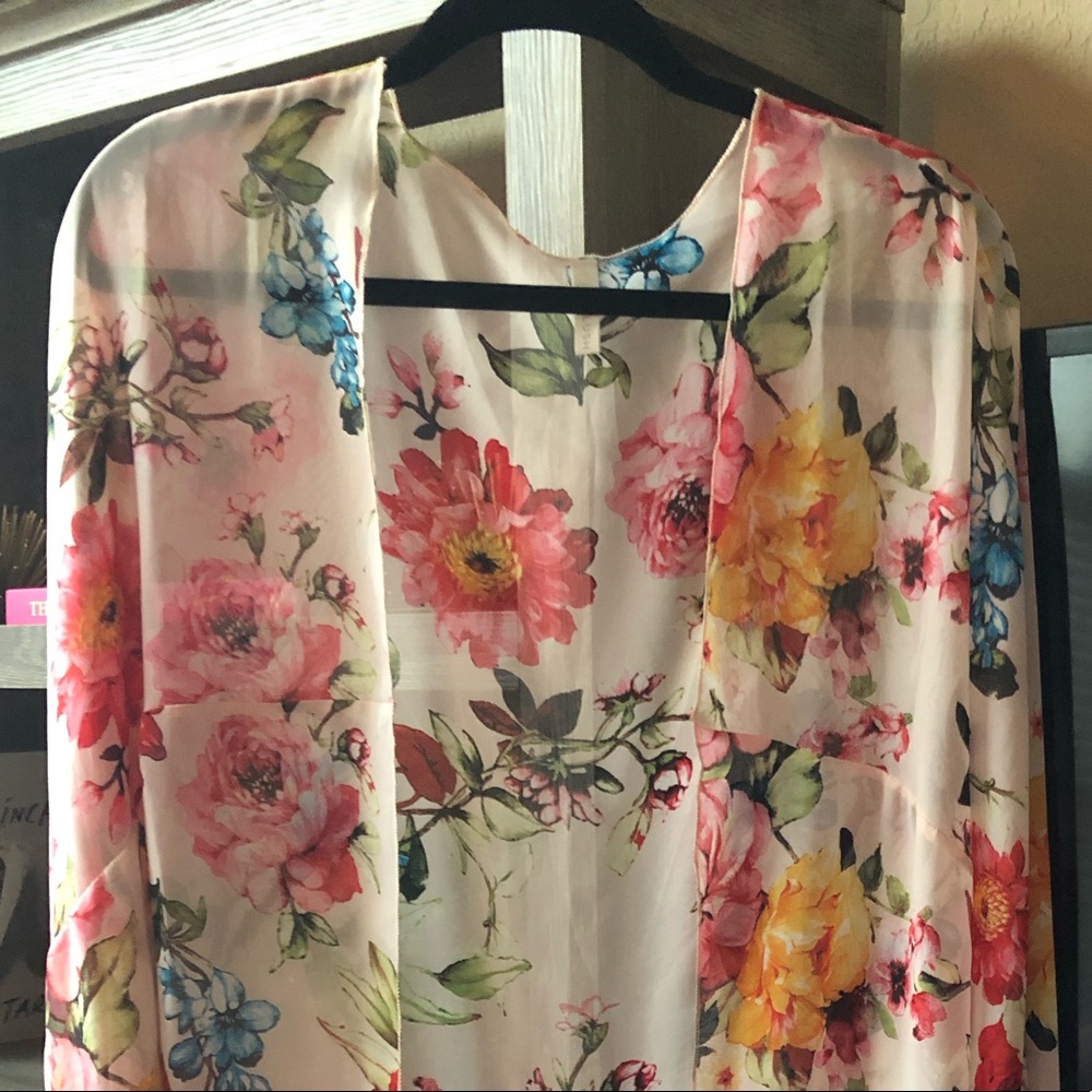 Pinkblush Sheer Floral Kimono